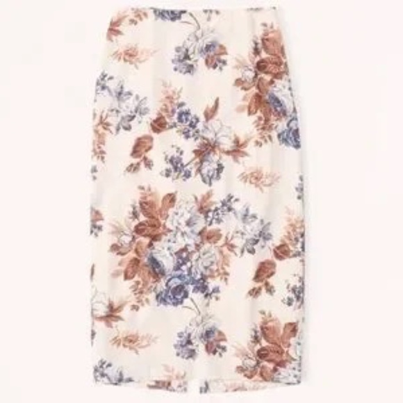 Abercrombie & Fitch Floral Printed Linen Blend Midi Skirt (Read Description) - Picture 2 of 8